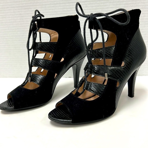 Nine West Shoes - Nine West ‘Stiletto’ Open Toe Lace Up Heels